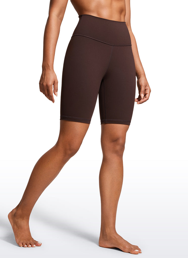 CRZ YOGA Women's Yoga High Rise Biker Shorts Nakedfeel Shorts 8'' Waves Blue