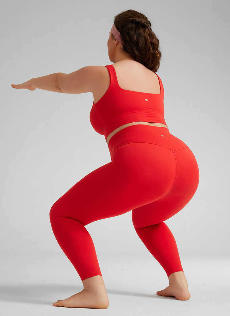 CRZ YOGA Women's Yoga Lounge High Rise Butterluxe Yoga Leggings 25'' Deep Red @model_info:Victoria
