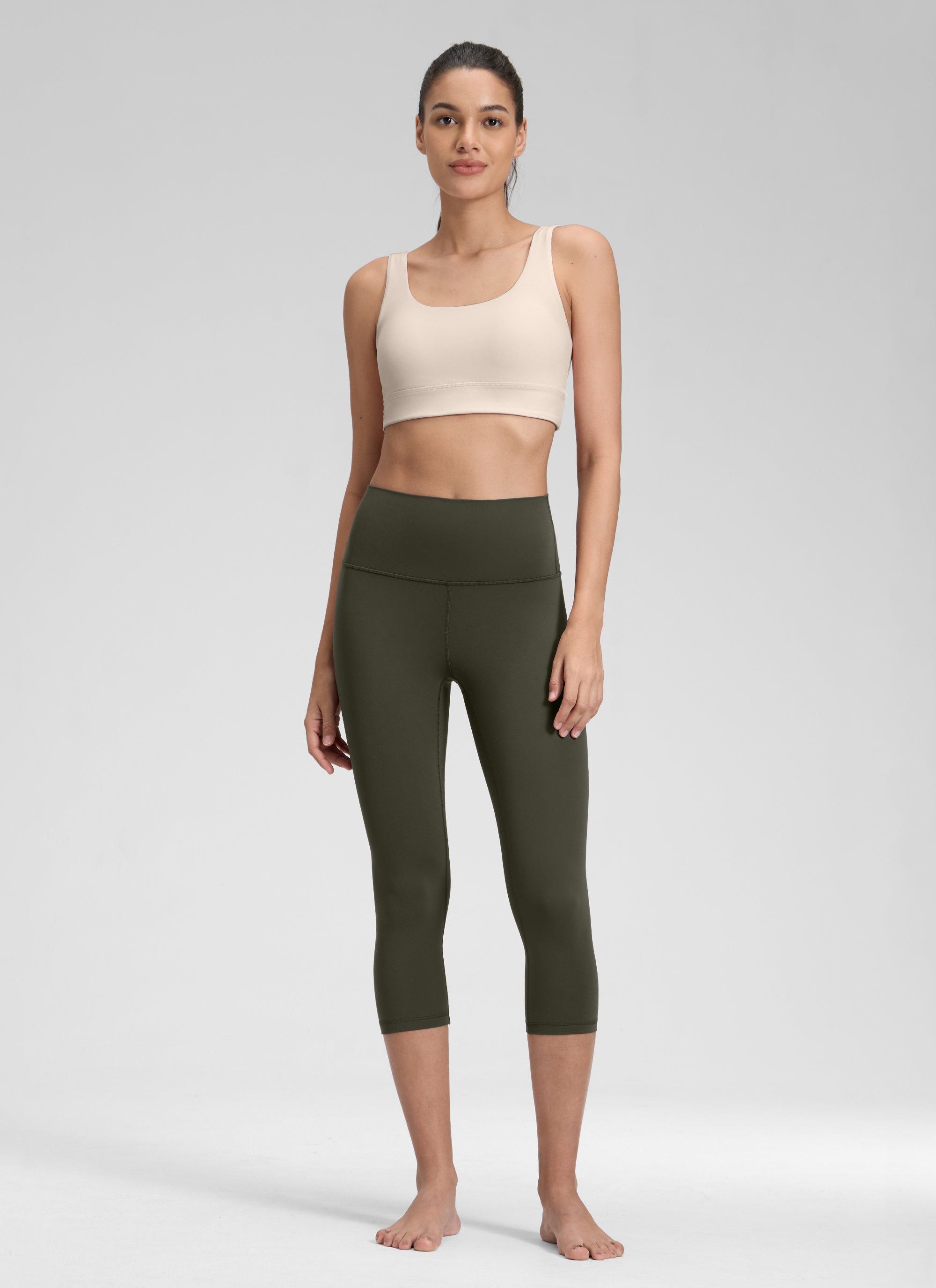 CRZ YOGA Women's Yoga Lounge High Rise Butterluxe Yoga Leggings 19'' Olive Green