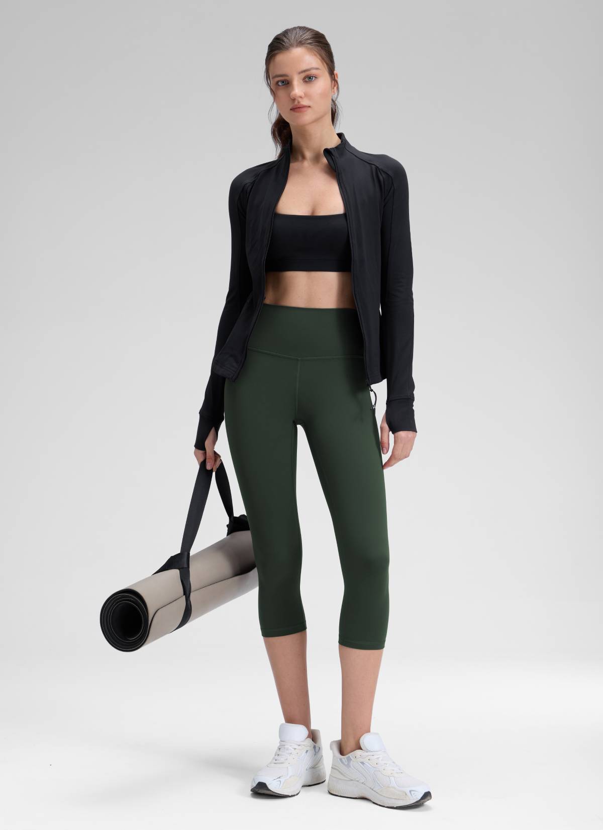 CRZ YOGA Women's Yoga Lounge High Rise Butterluxe Yoga Leggings 19'' Legend Green @model_info:Kerry