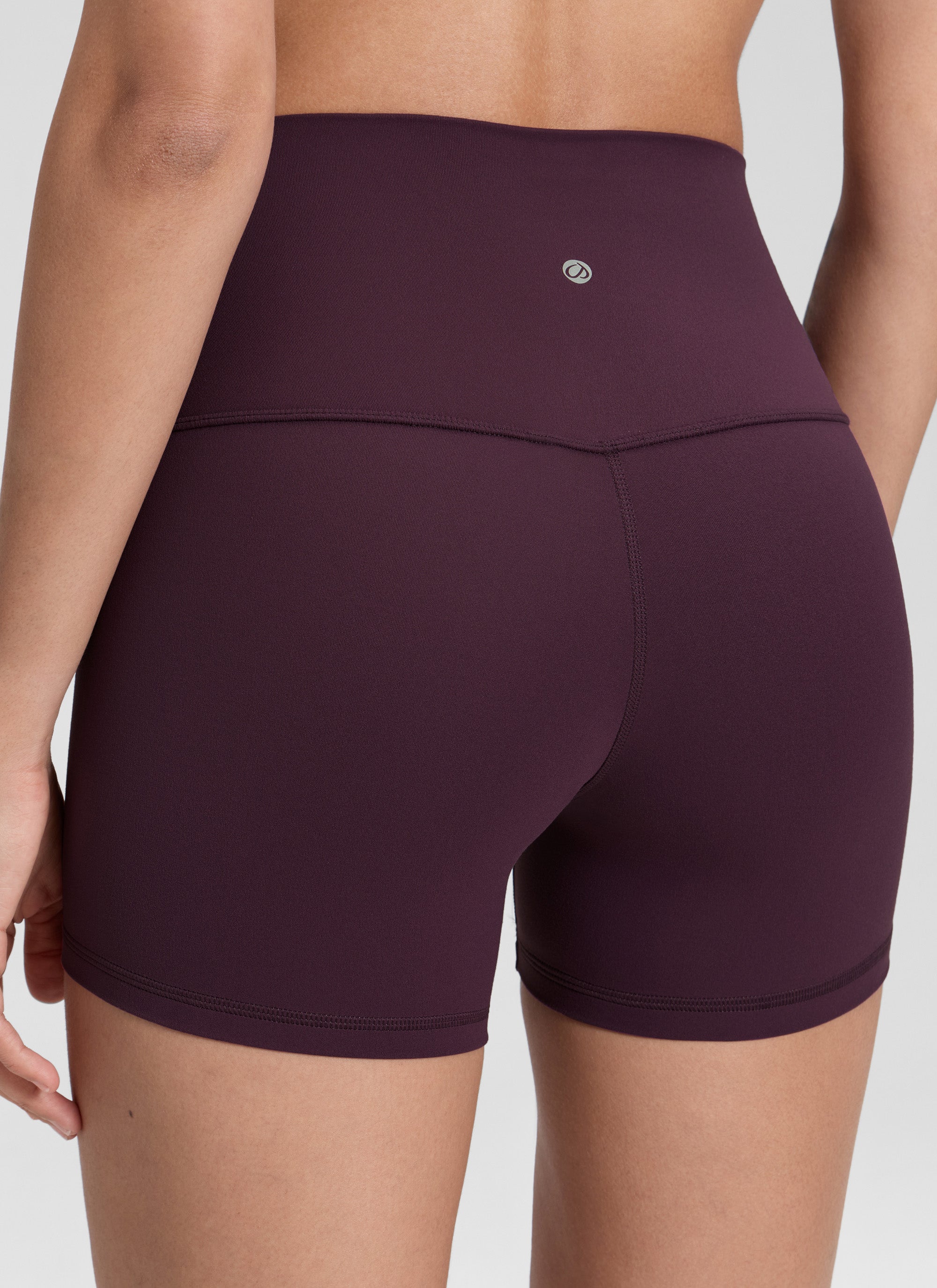 CRZ YOGA Women's Yoga High Rise Biker Shorts Butterluxe Shorts 4'' Deep Purple @model_info:Jenna