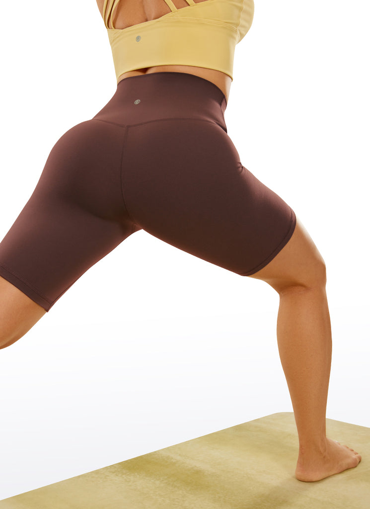 CRZ YOGA Women's Yoga High Rise Butterluxe Long Biker Shorts 8'' Olive Green