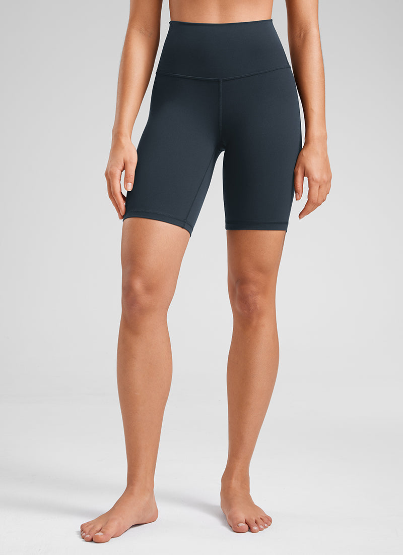 CRZ YOGA Women's Yoga High Rise Butterluxe Long Biker Shorts 8'' True Navy