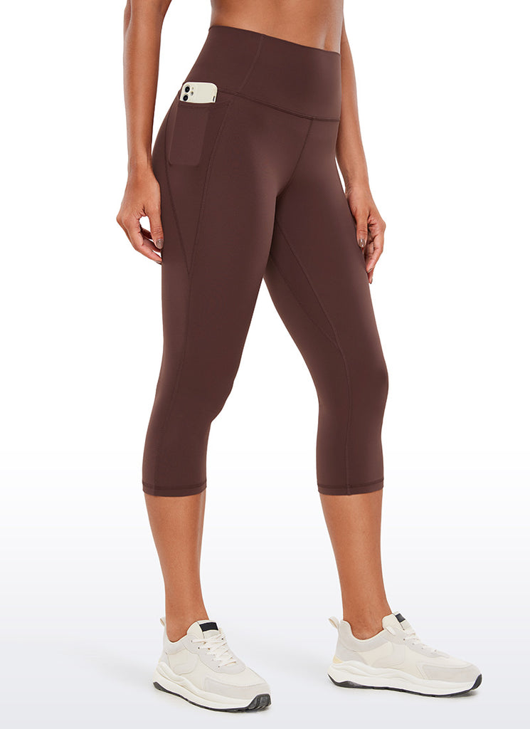 CRZ YOGA Womens Butterluxe High Waist Pockets Capri Leggings 19'' Taupe