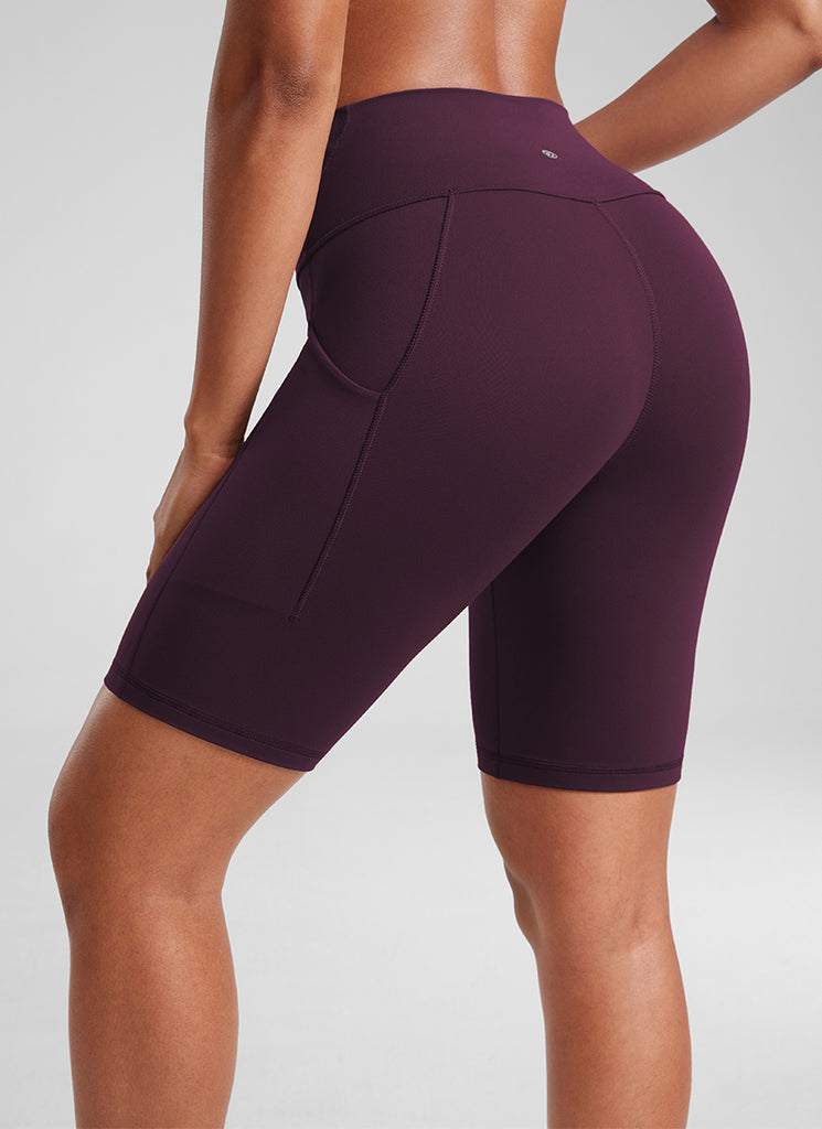 CRZ YOGA Women's Yoga High Rise Biker Butterluxe Pockets Shorts 8'' Tie Dye Smoke Ink