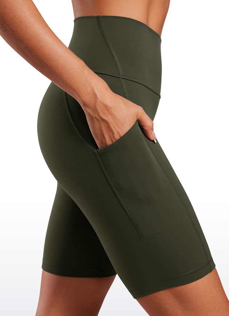 CRZ YOGA Women's Yoga High Rise Biker Butterluxe Pockets Shorts 8'' Deep Purple