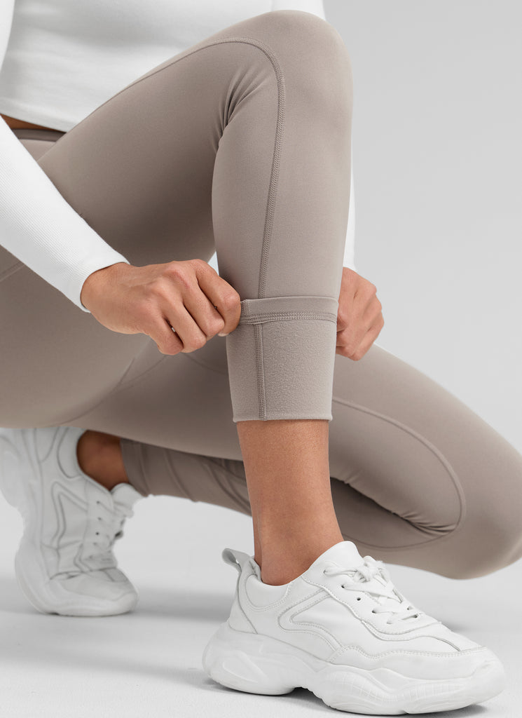 CRZ YOGA Women's Water-resistant Fleece Lined Pocket Leggings 28" Rock grey