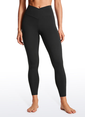 CRZ YOGA Women's High Rise Butterluxe Yoga Leggings 25'' V Cross Waist Black