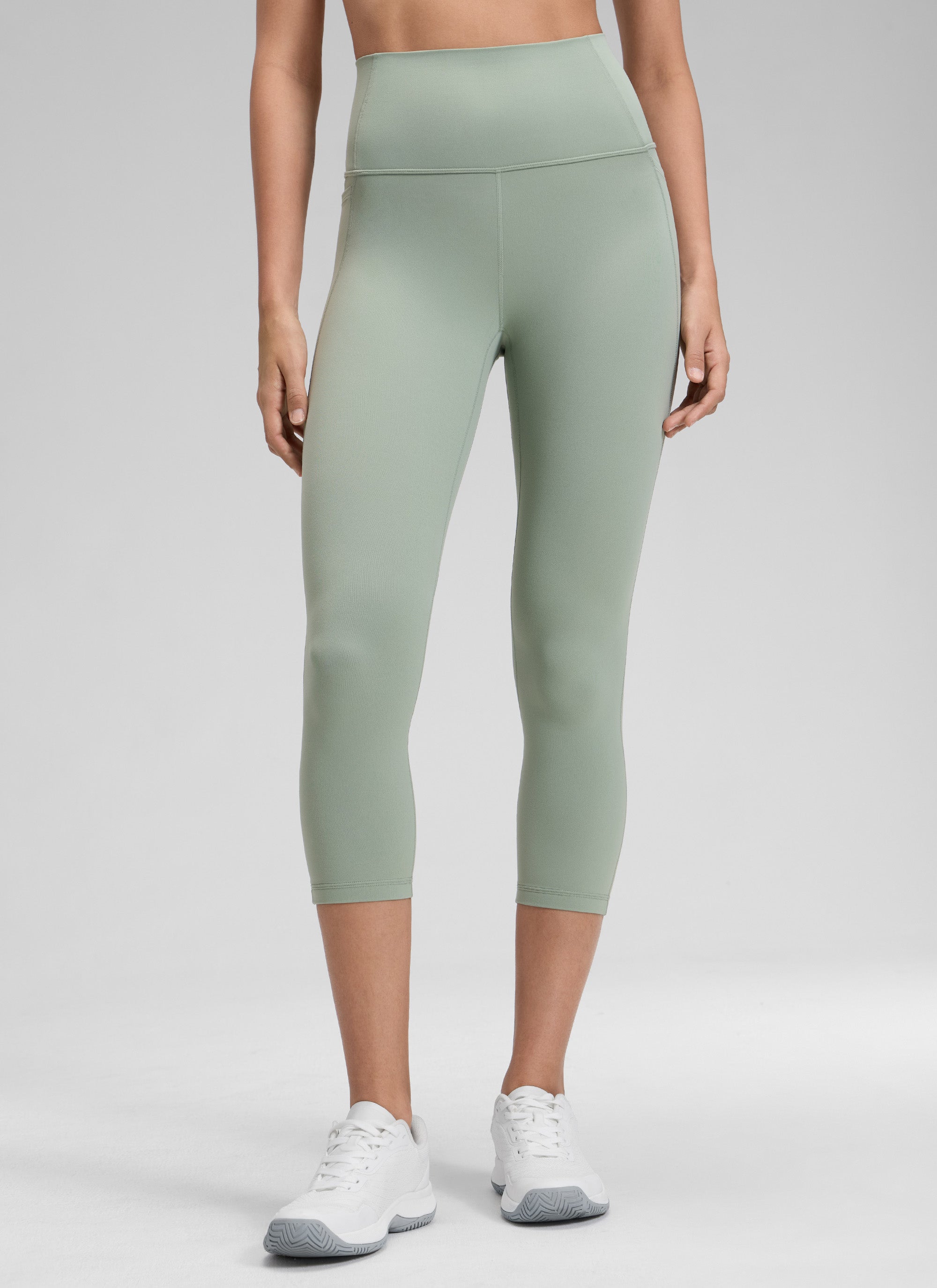 CRZ YOGA Women's Yoga High Rise Butterluxe Capri with Pockets 21'' Green Palm Court