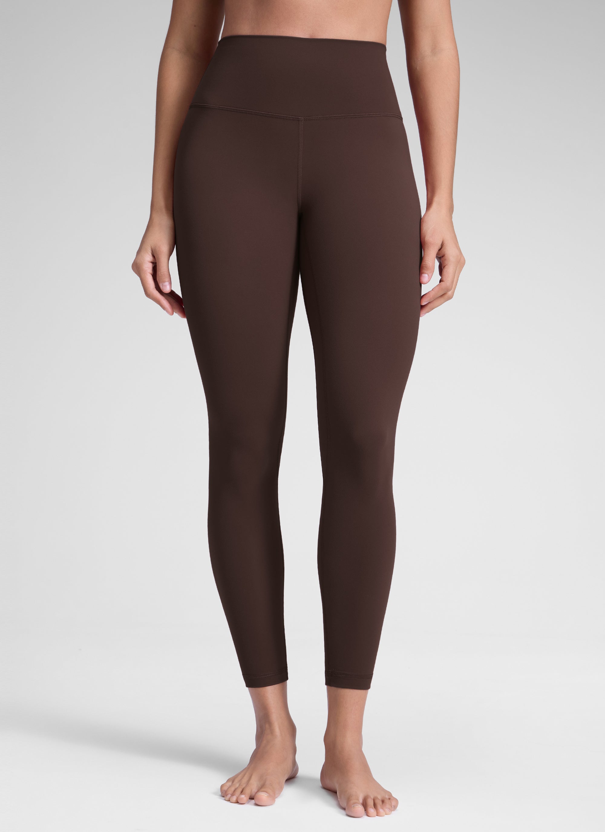 CRZ YOGA Women's Yoga Train High Rise Brushed Nakedfeel Leggings 25'' Hot Fudge Brown