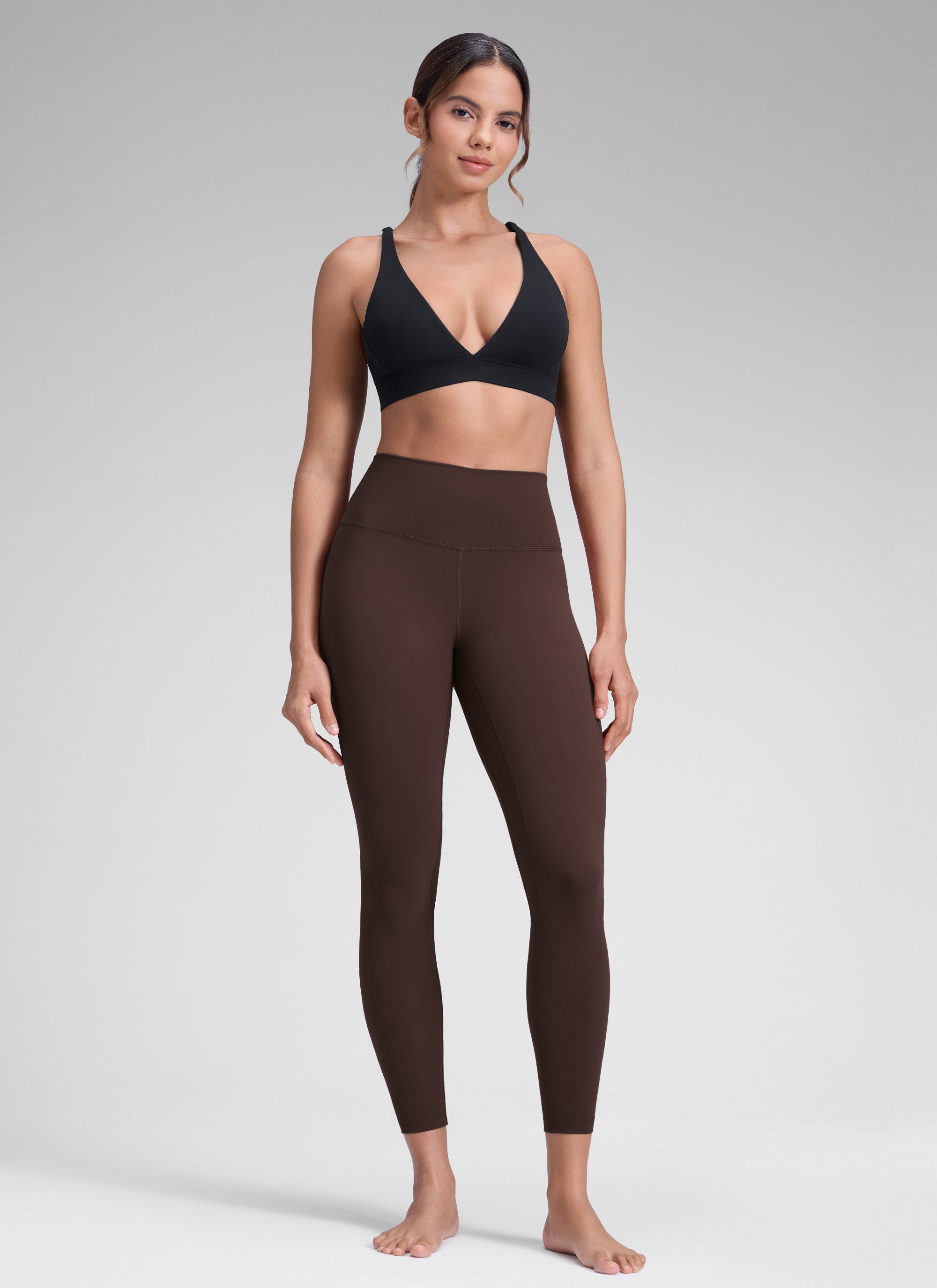 CRZ YOGA Women's Yoga Train High Rise Brushed Nakedfeel Leggings 25'' Hot Fudge Brown