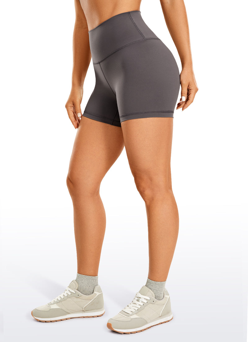 CRZ YOGA Women's Yoga High Rise Biker Brushed Nakedfeel Shorts 4'' Tornado