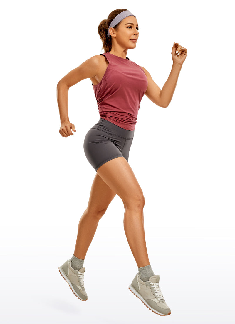 CRZ YOGA Women's Yoga High Rise Biker Brushed Nakedfeel Shorts 4'' Tornado