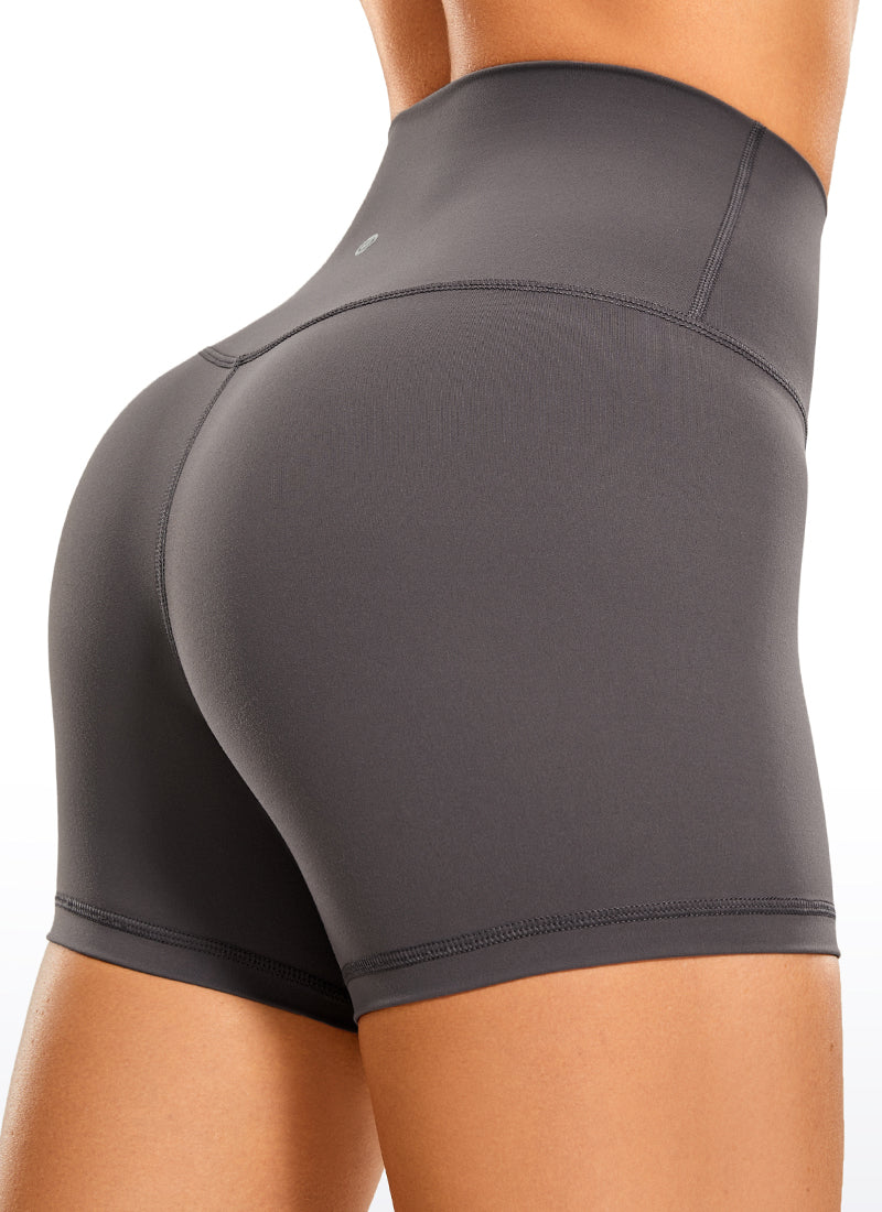 CRZ YOGA Women's Yoga High Rise Biker Brushed Nakedfeel Shorts 4'' Tornado