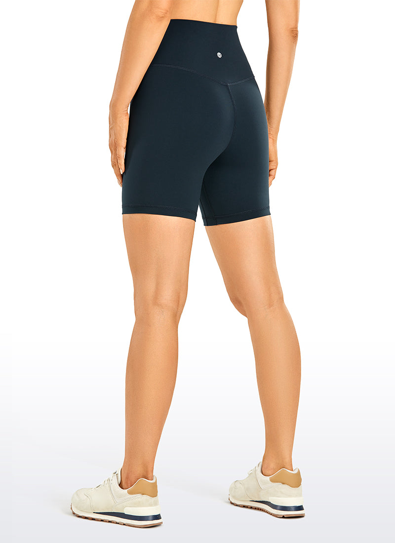 CRZ YOGA Women's Yoga High Rise Biker Brushed Nakedfeel Shorts 6'' True Navy