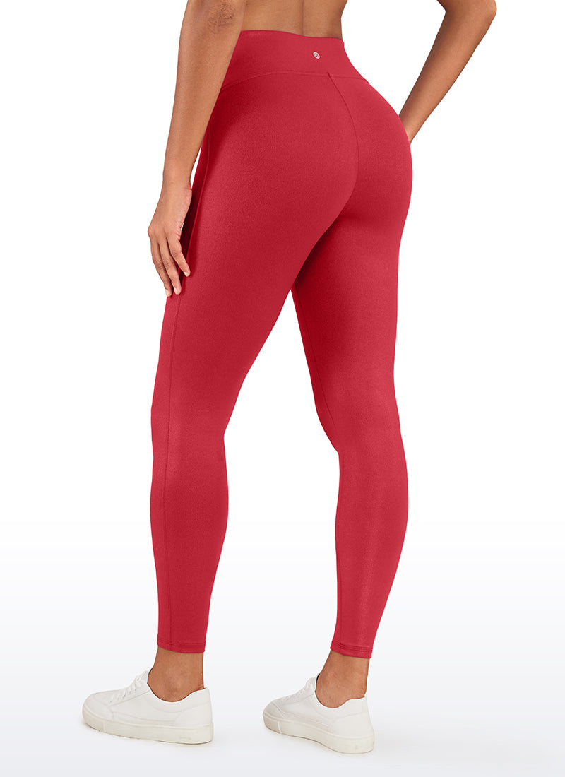 CRZ YOGA Women Butterluxe Matte Faux Leather No Front Seam Leggings 26.5'' Ruby Red Classic Pattern