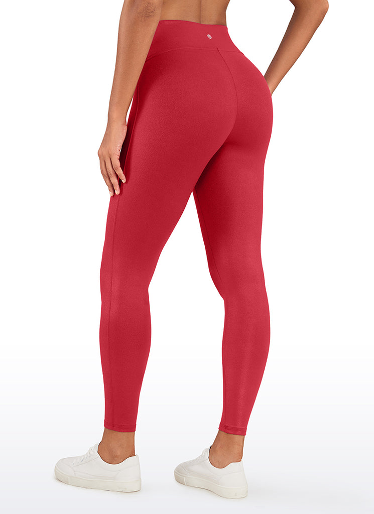 CRZ YOGA Women Butterluxe Matte Faux Leather No Front Seam Leggings 26.5'' Ruby Red Classic Pattern