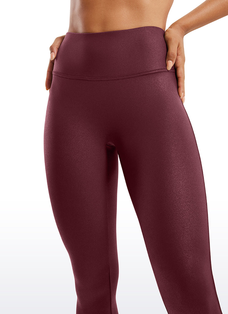 CRZ YOGA Women Butterluxe Matte Faux Leather No Front Seam Leggings 25'' Real Navy Foil Pattern