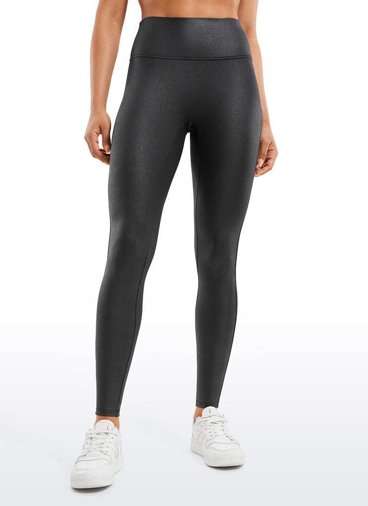 CRZ YOGA Women Butterluxe Matte Faux Leather No Front Seam Leggings 28'' Black Classic