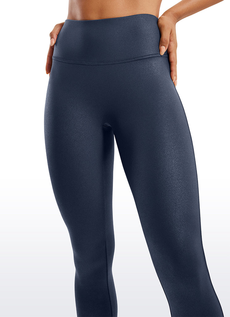 CRZ YOGA Women Butterluxe Matte Faux Leather No Front Seam Leggings 28'' Black Foil Pattern