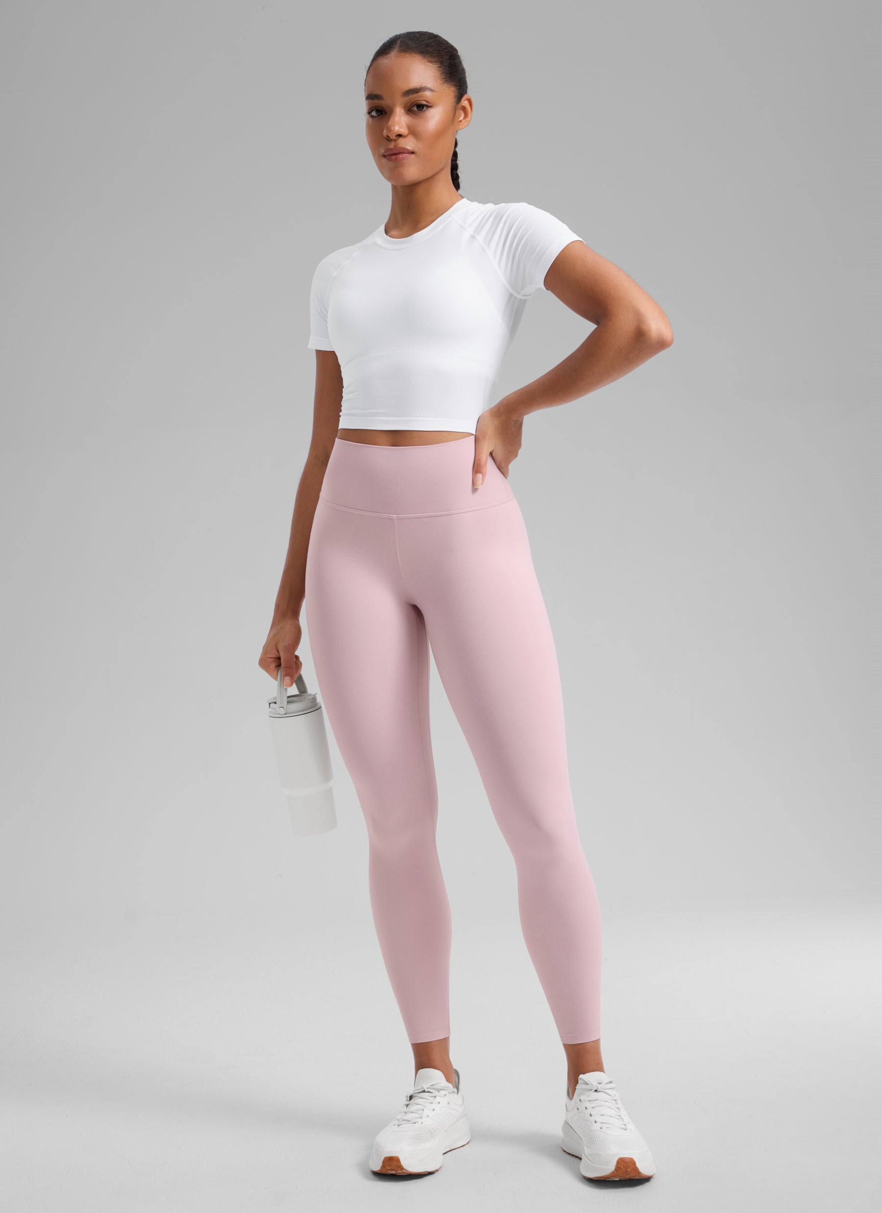CRZ YOGA Women's Workout High Rise Butterlift Yoga Leggings 25'' Pink Haze @model_info:F