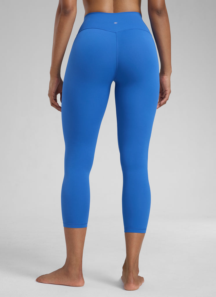 CRZ YOGA Women's High Waisted Capris Workout Leggings 23" Sparkle Blue