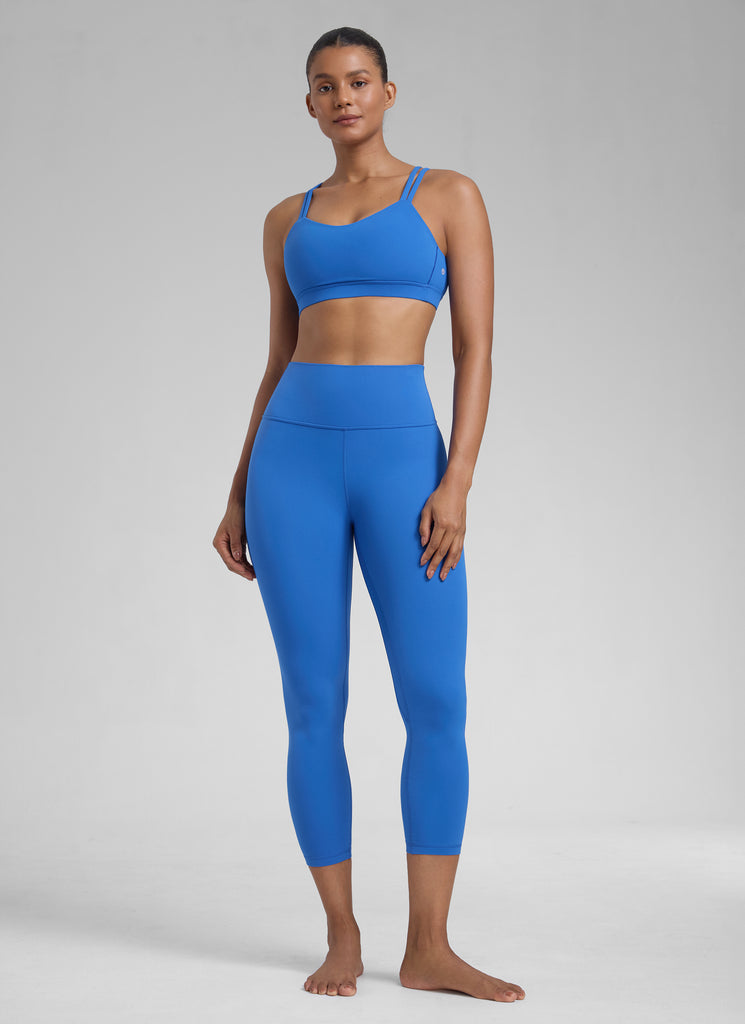 CRZ YOGA Women's High Waisted Capris Workout Leggings 23" Sparkle Blue