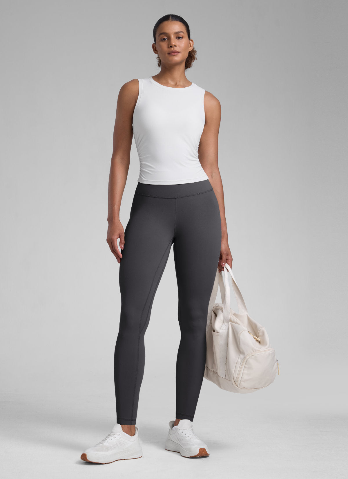 CRZ YOGA Women's Workout High Rise Butterlift Yoga Leggings 28'' Mysterious Grey