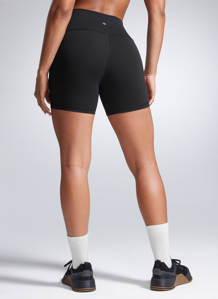 CRZ YOGA Women's Workout High Rise Biker Shorts Butterbreeze Shorts 4'' Black