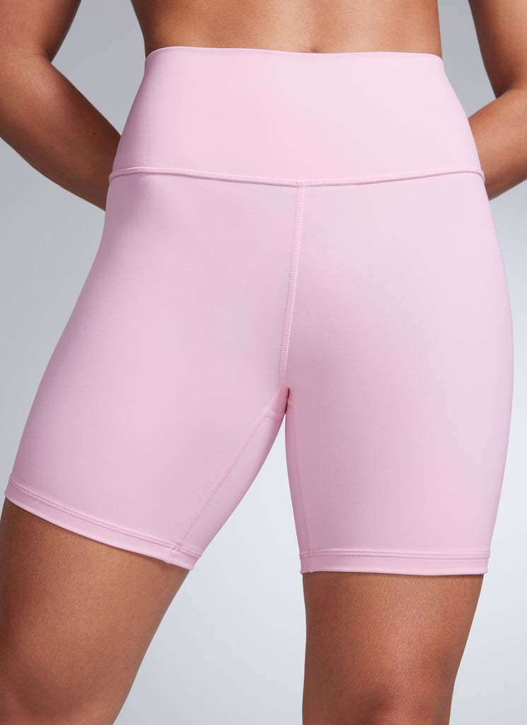CRZ YOGA Women's Workout High Rise Biker Shorts Butterbreeze Shorts 6'' Strawberry Pink
