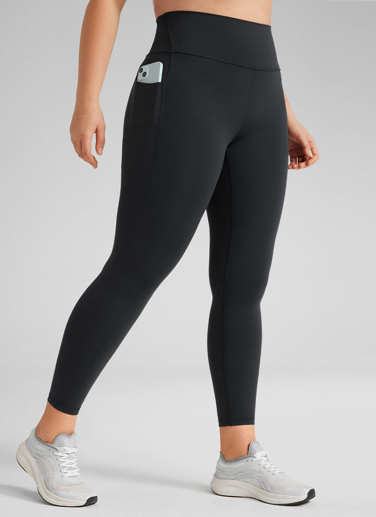 CRZ YOGA Women's Workout High Rise Training Leggings with Pockets 25'' Black