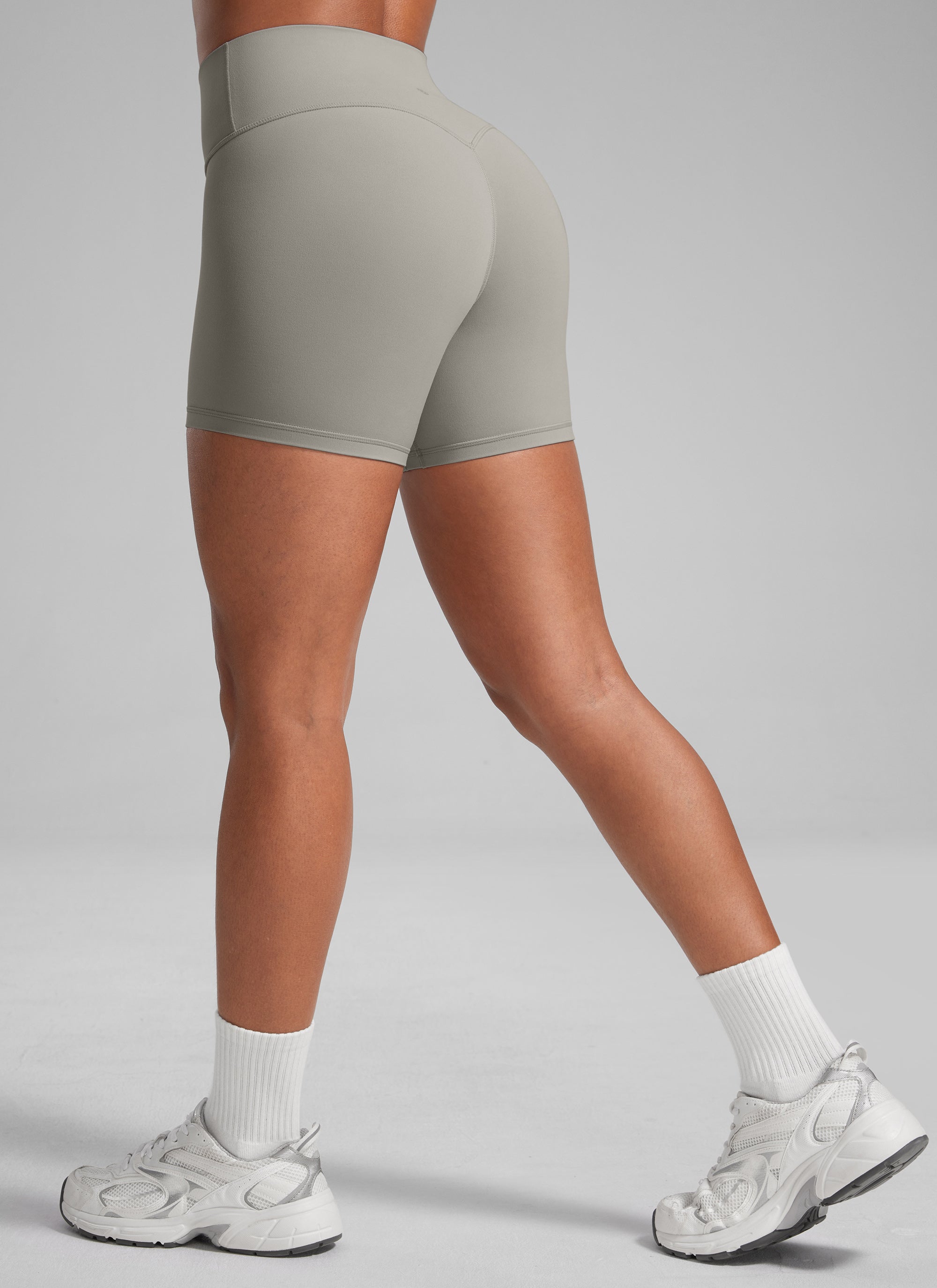 CRZ YOGA Womens Butterlift Scrunch Butt Atheletic Workout Biker Shorts Rocky Grey