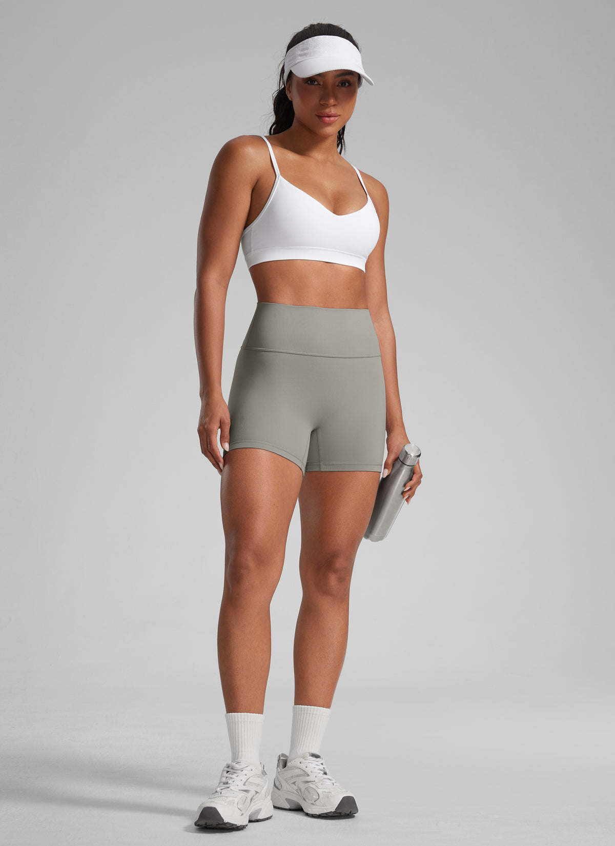 CRZ YOGA Womens Butterlift Scrunch Butt Atheletic Workout Biker Shorts Rocky Grey
