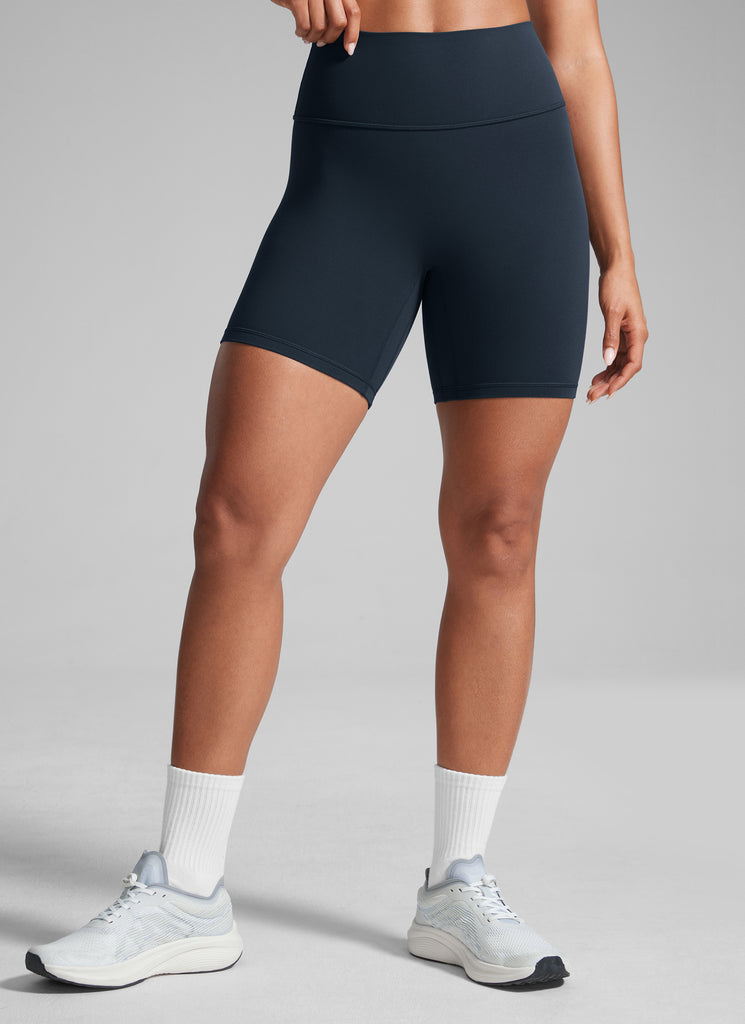 CRZ YOGA Butterlift Womens Scrunch Butt Biker Shorts 6'' No Front Seam True Navy