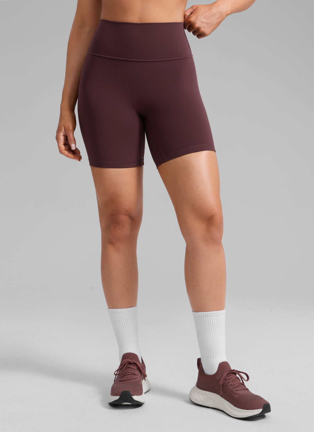 CRZ YOGA Butterlift Womens Scrunch Butt Biker Shorts 6'' No Front Seam Ripe Plum