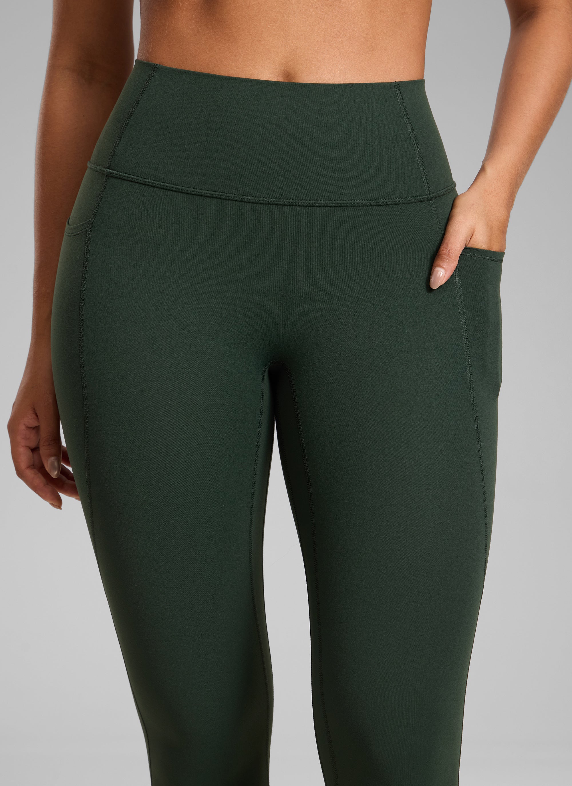 CRZ YOGA Women's Butterlift High Rise No Front Seam Pocket Legging Legend Green @model_info:C