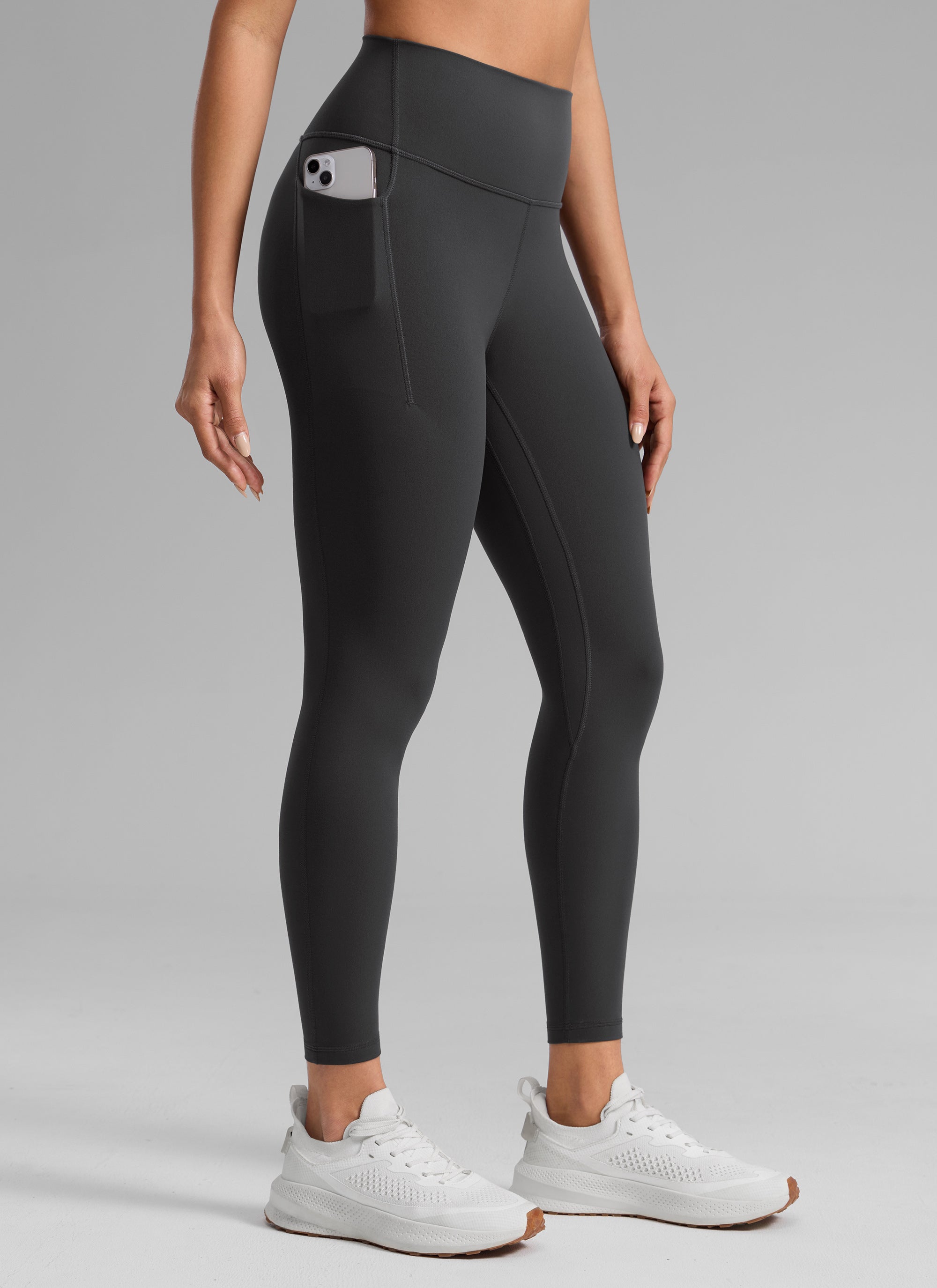CRZ YOGA Women's Butterlift Workout High Rise Pocket Leggings 25'' Mysterious Grey