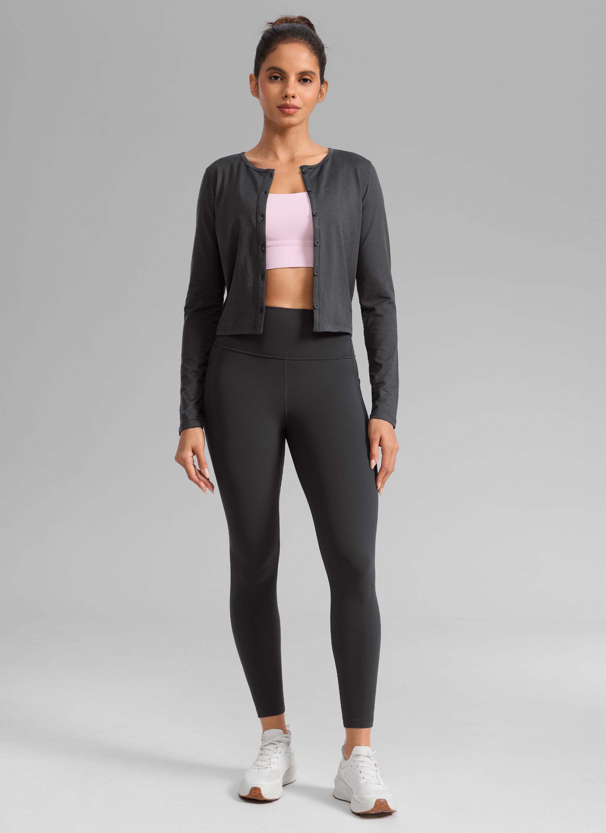 CRZ YOGA Women's Butterlift Workout High Rise Pocket Leggings 25'' Mysterious Grey