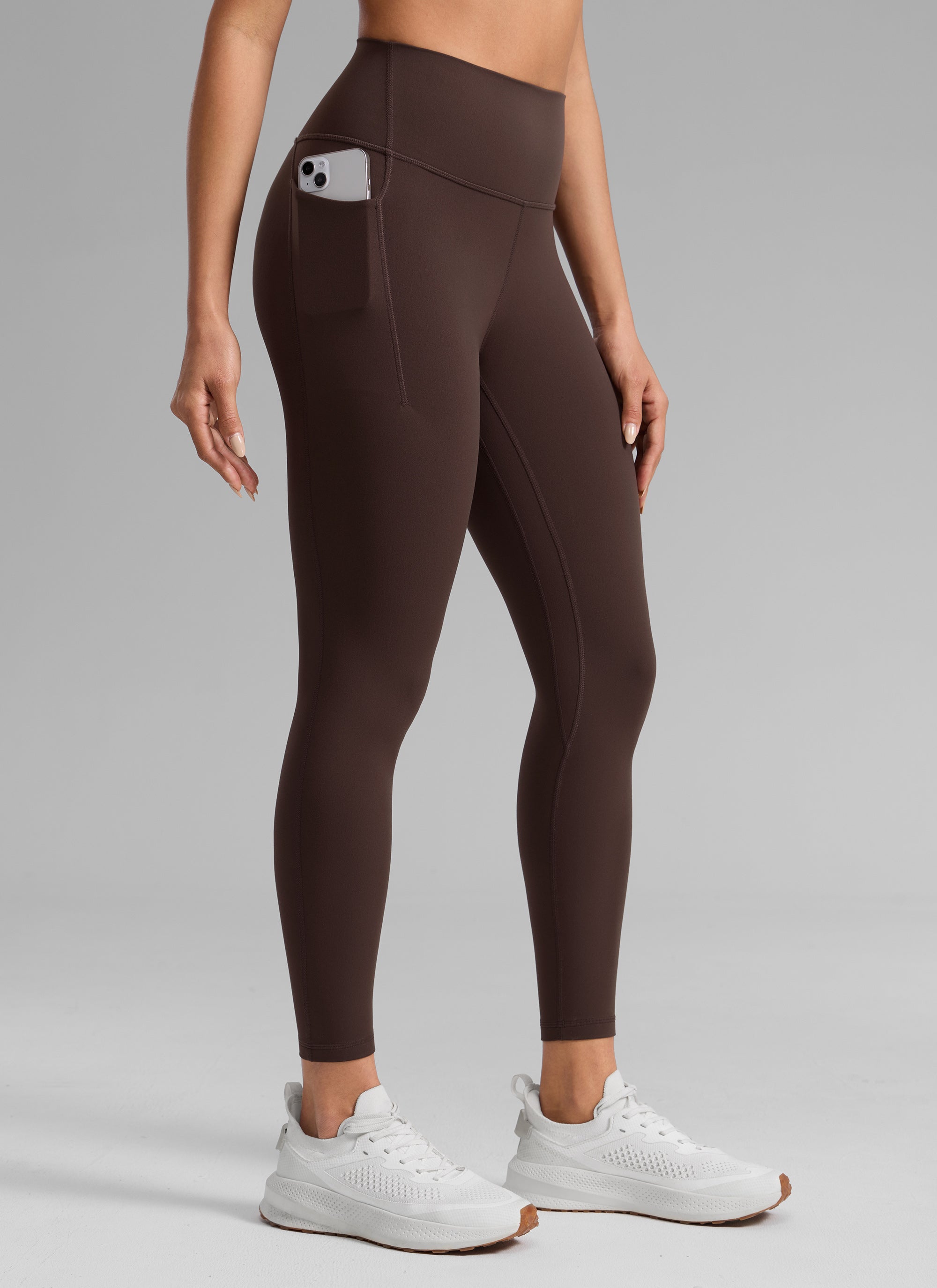 CRZ YOGA Women's Butterlift Workout High Rise Pocket Leggings 25'' Hot Fudge Brown