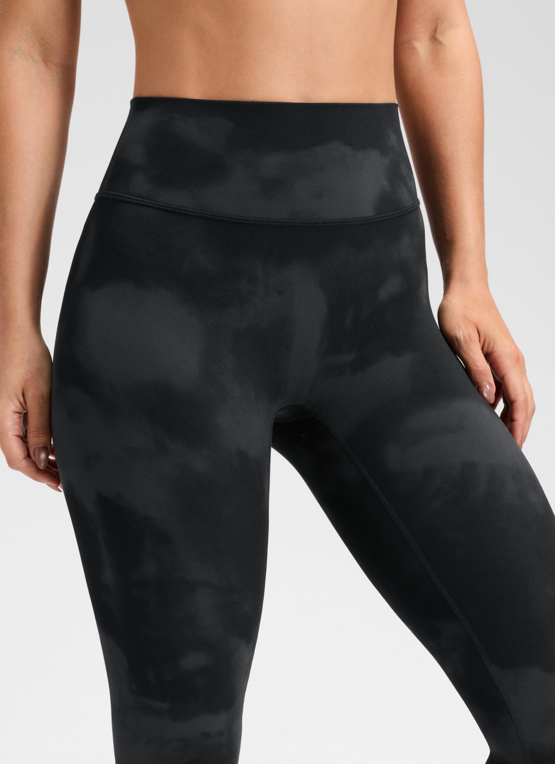 CRZ YOGA Softretch Secretsculpt™ Minor High Rise Front Seam Legging Black Tie Dye Flowers
