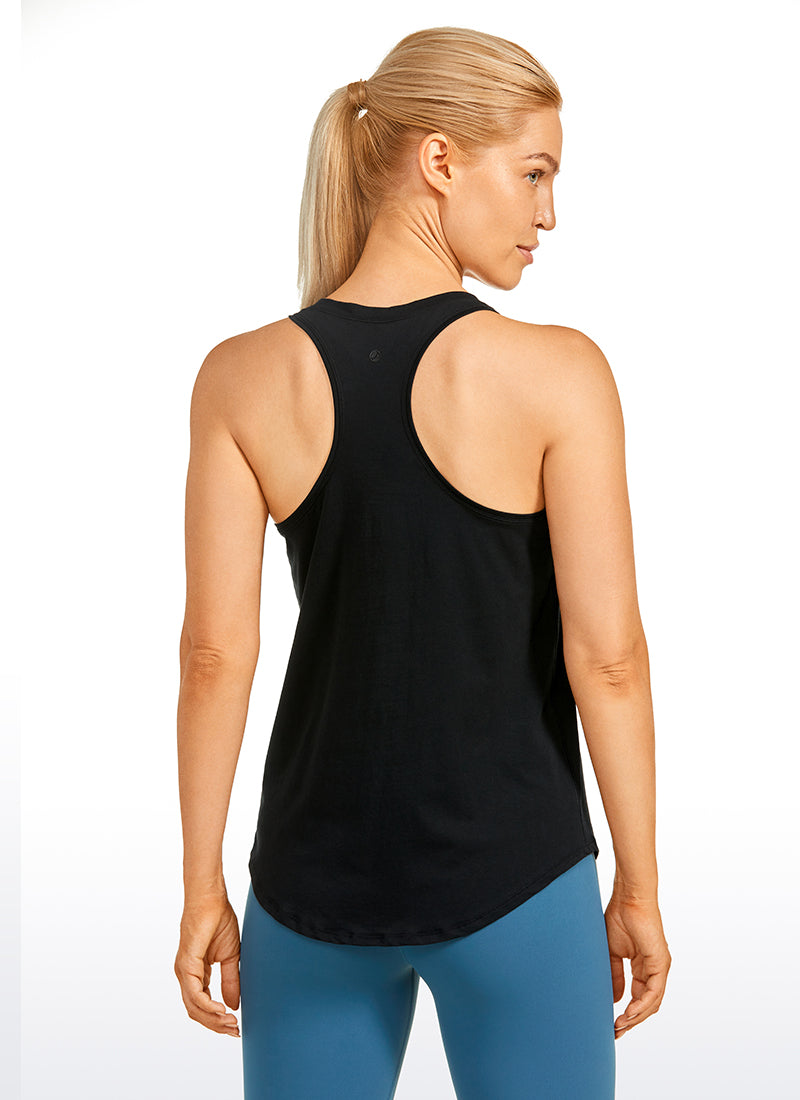 CRZ YOGA Women's Yoga Loose Fit Tops Pima Cotton Tank Racerback Black