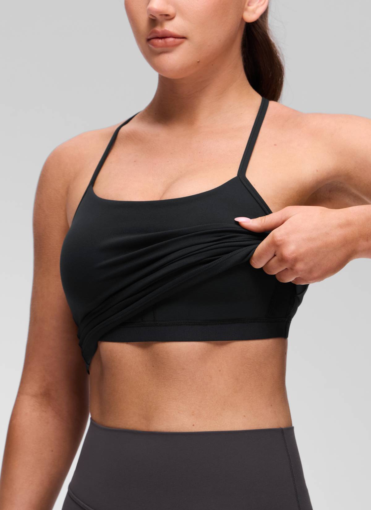 CRZ YOGA Women's Yoga Slim Fit Butterluxe Built-in Bra Tank Y Back Black @model_info:Brooklyn