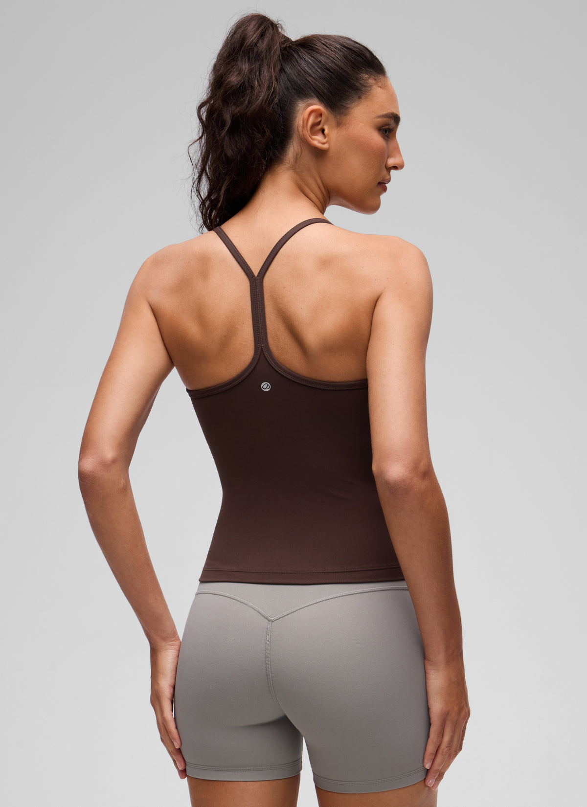 CRZ YOGA Women's Yoga Slim Fit Butterluxe Built-in Bra Tank Y Back Hot Fudge Brown @model_info:V