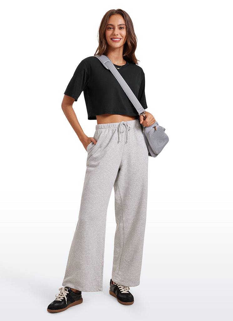 CRZ YOGA Women's Casual Loose Fit Pima Cotton Short Sleeves Cropped Black