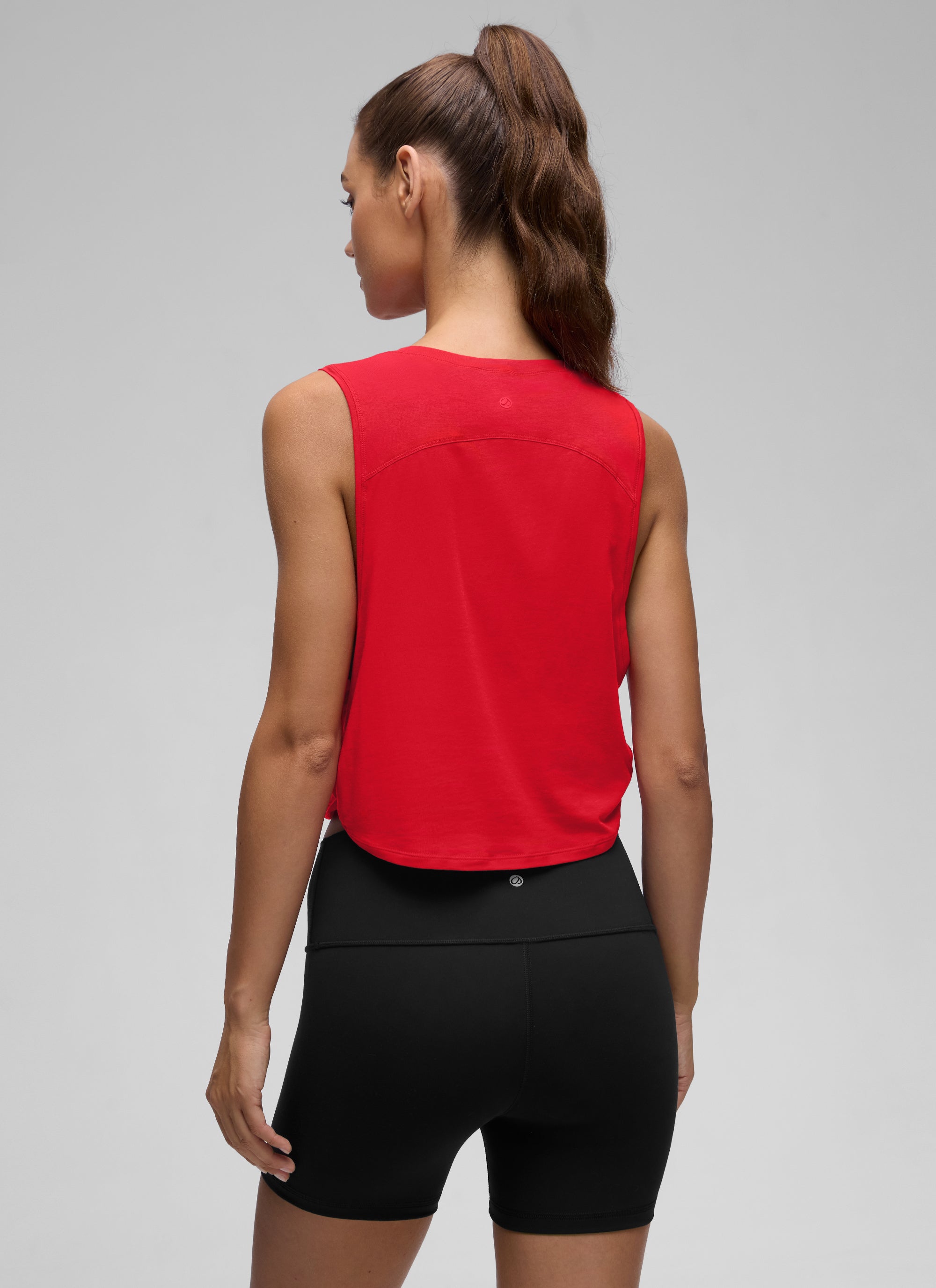 CRZ YOGA Women's Yoga Loose Fit Top Pima Cotton Crop Tank Deep Armhole Festival Red