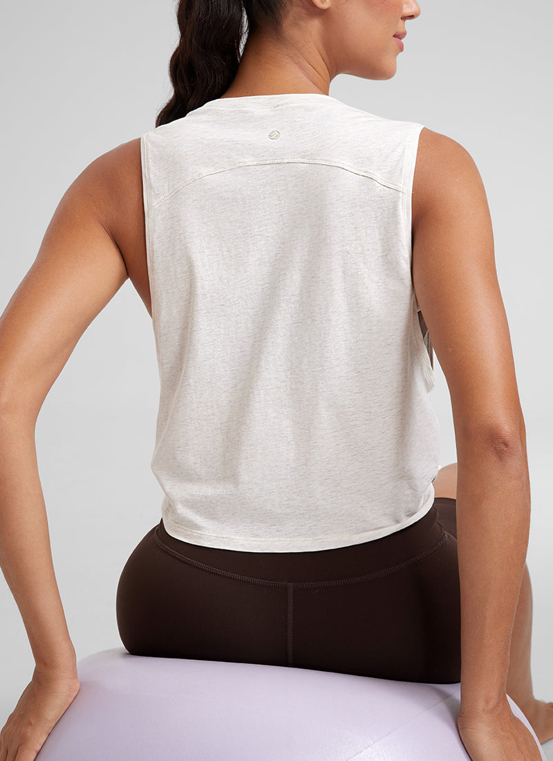 CRZ YOGA Women's Yoga Loose Fit Top Pima Cotton Crop Tank Deep Armhole Black
