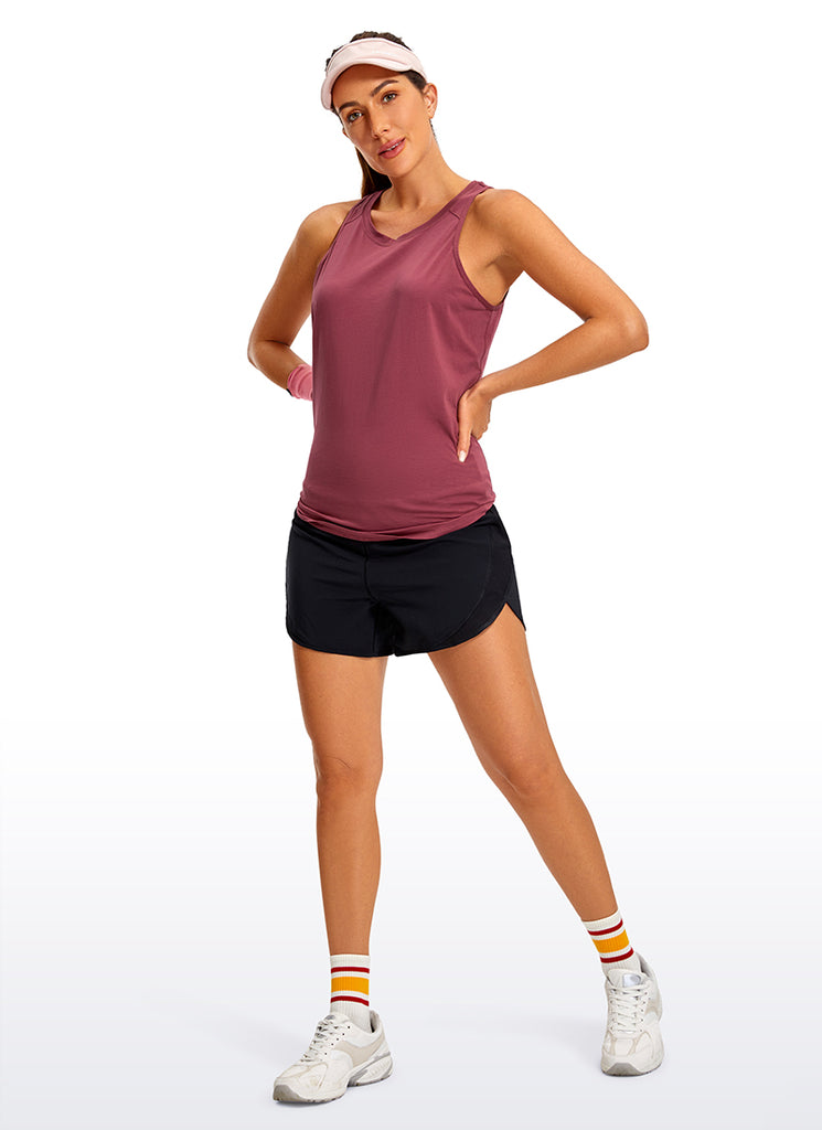 CRZ YOGA Women's Yoga Loose Fit Tops Pima Cotton Tank Split Open Back Black