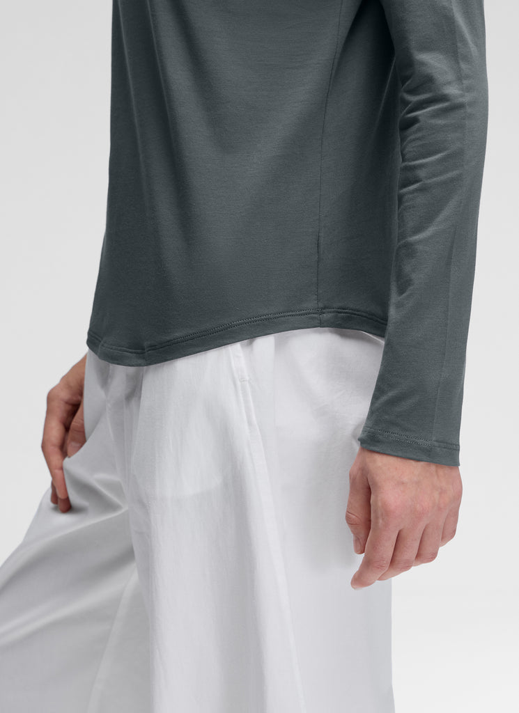 CRZ YOGA Women's Yoga Classic Fit Tops Pima Cotton Workout Long Sleeve Green Jade