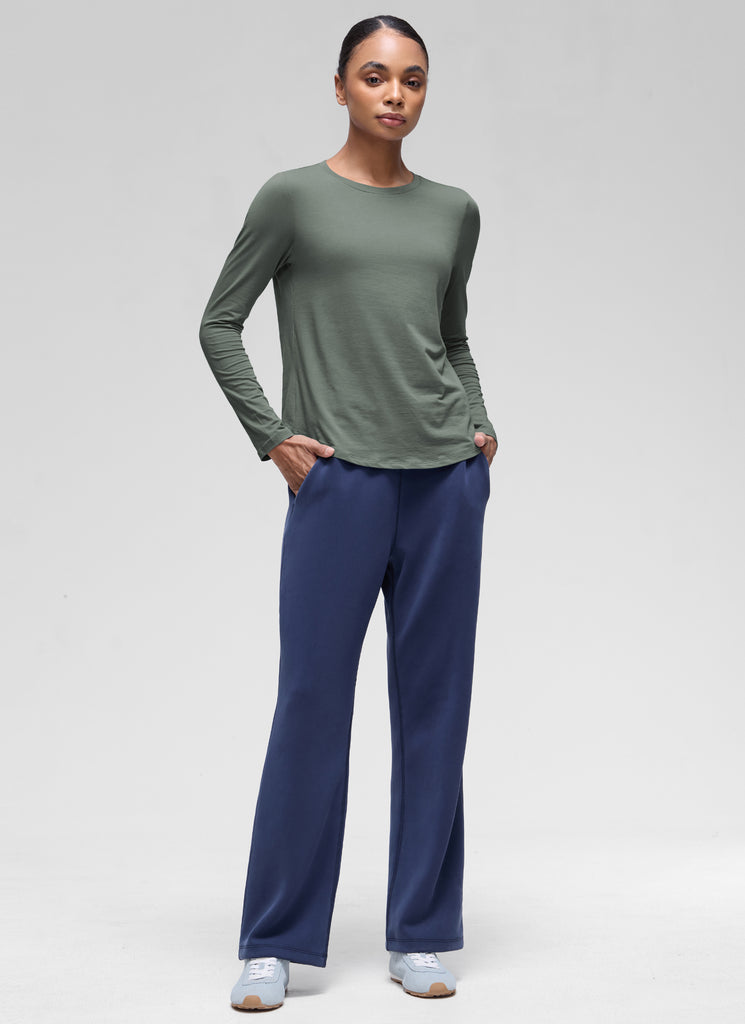 CRZ YOGA Women's Yoga Classic Fit Tops Pima Cotton Workout Long Sleeve Periwinkle Purple