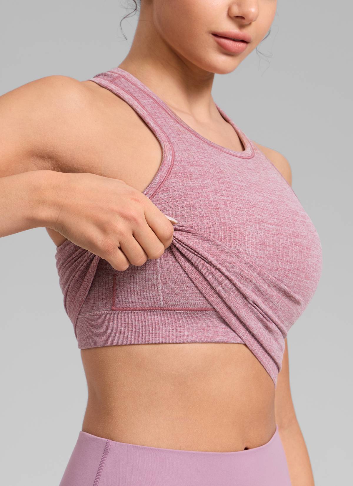 CRZ YOGA Women's Yoga Slim Fit Tops Seamless Longline Tank High Neck Misty Merlot